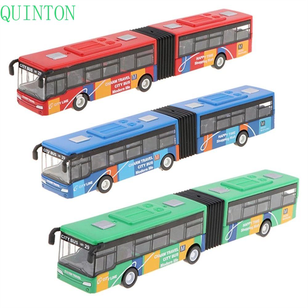 Quinton Diecast Bus Mainan Balita Anak Hadiah Untuk Kendaraan Mainan Anak Laki-Laki Model Bis Mobil Mainan Edukasi Pull Back and Go Articulated Bus