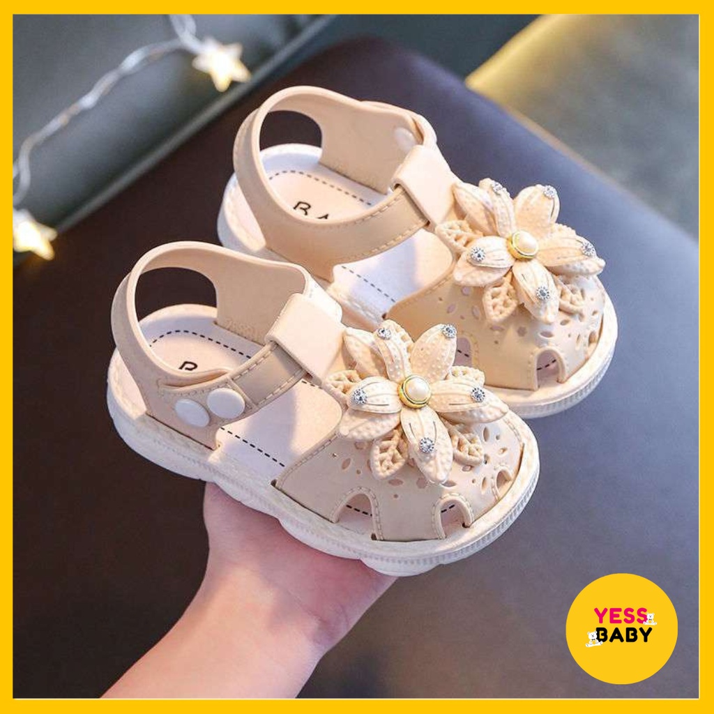 [COD] YESSBABY ROSE Sandal Flat Flower Anak Perempuan Lucu Lembut Import Termurah Kekinian Sendal Casual