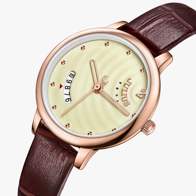 JULIUS JA-1391L Ladies Jam Tangan Bulat Calendar Tanggal Vintage Classic