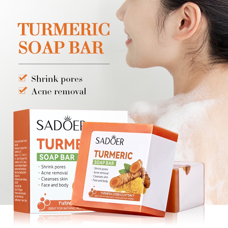 SADOER Sabun Batang Esensial Oil Kunyit Turmeric Essence 100gr ( Free Jaring Sabun Busa )| Sabun Man
