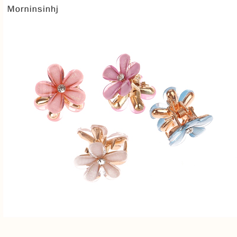 Mornin 5Pcs 2cm Biru Ungu Putih Korea Bentuk Bunga Hair Claw Untuk Wanita Perempuan Barrette id