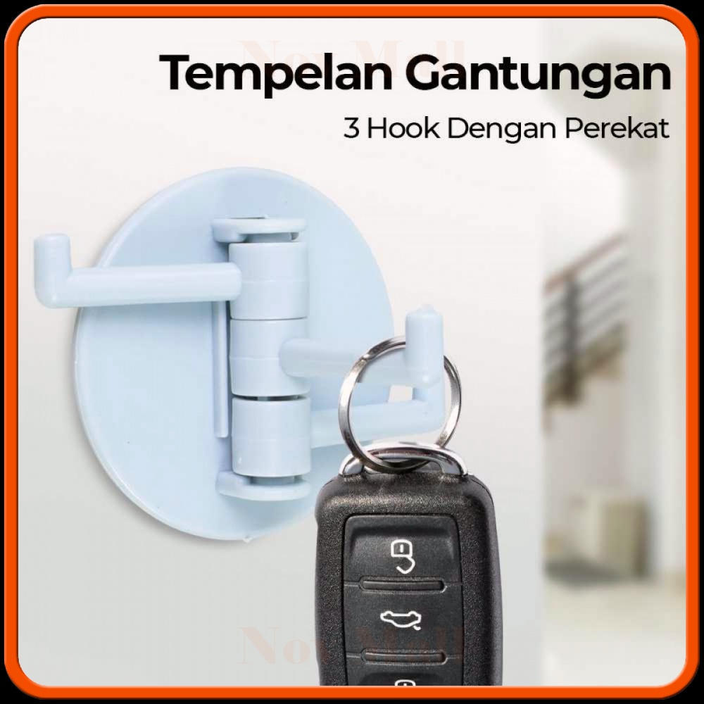 Tempelan Gantungan Kunci 3 Hook Wall Adhesive 1PCS -ST659