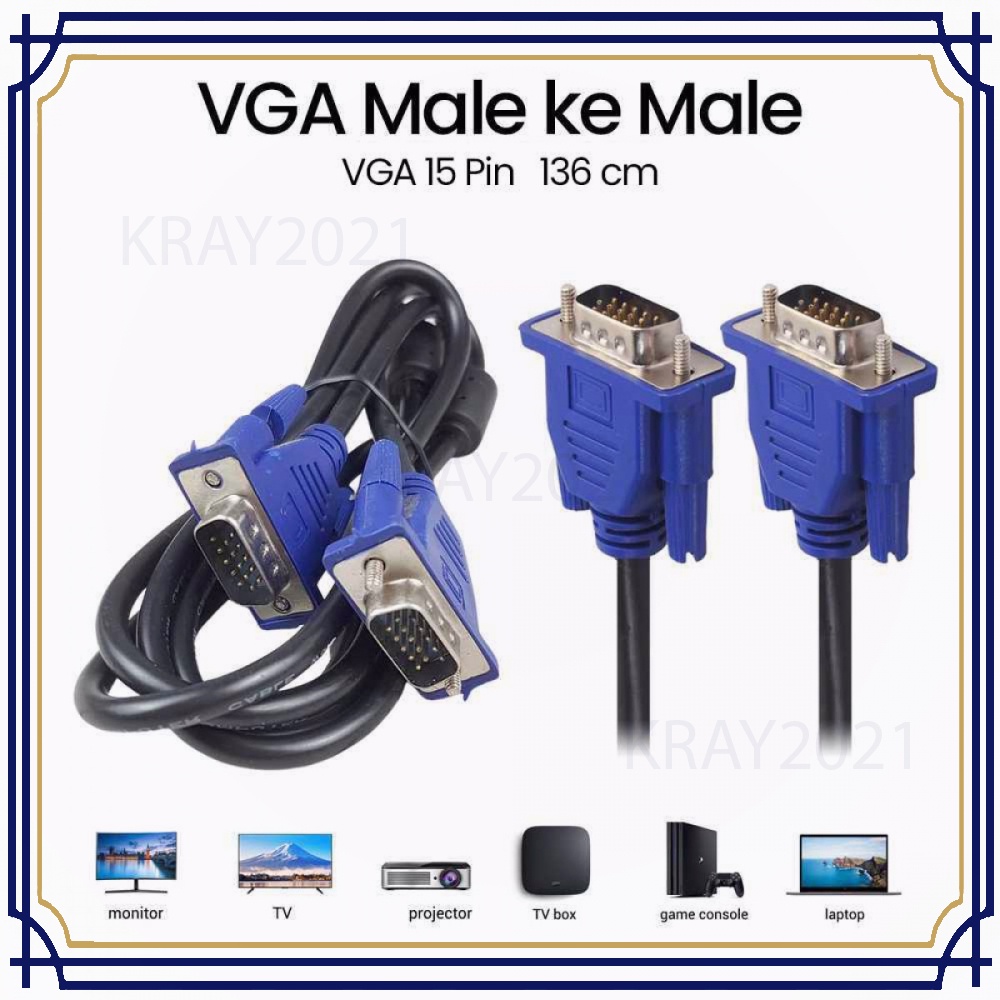 Kabel VGA 15 Pin Male ke Male 1.36 Meter KK344