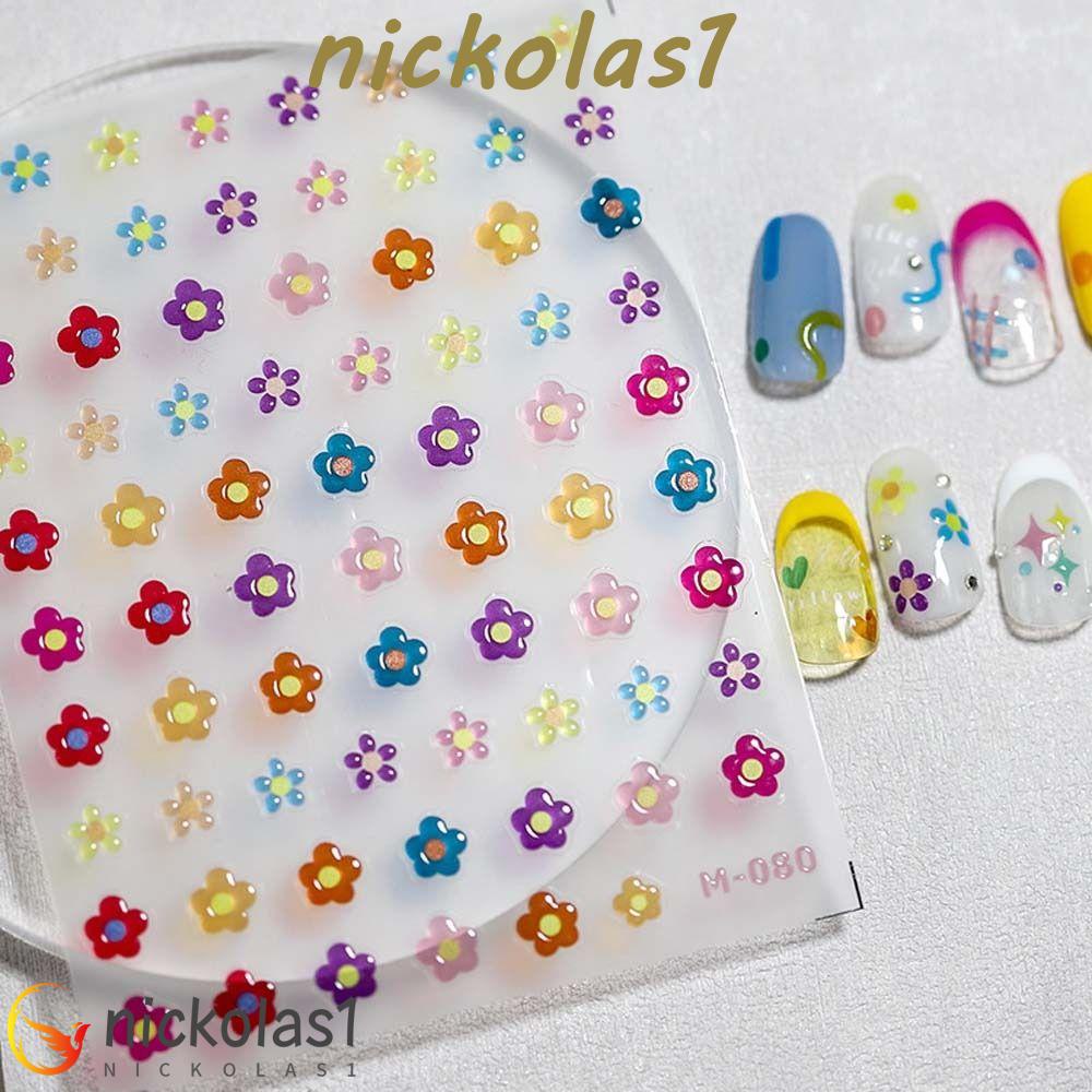 Nickolas1 Jelly Stiker Kuku Warna-Warni Fashion Cinta Hati Manikur Aksesoris Bulat Dot Huruf Inggris Dekorasi Kuku