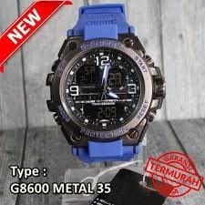 PROMO!!! WBS FREE BATERAI JAM TANGAN GSHOCK PRIA SPORT ANTI AIR RUBBER GST-8600 DUALTIME METAL