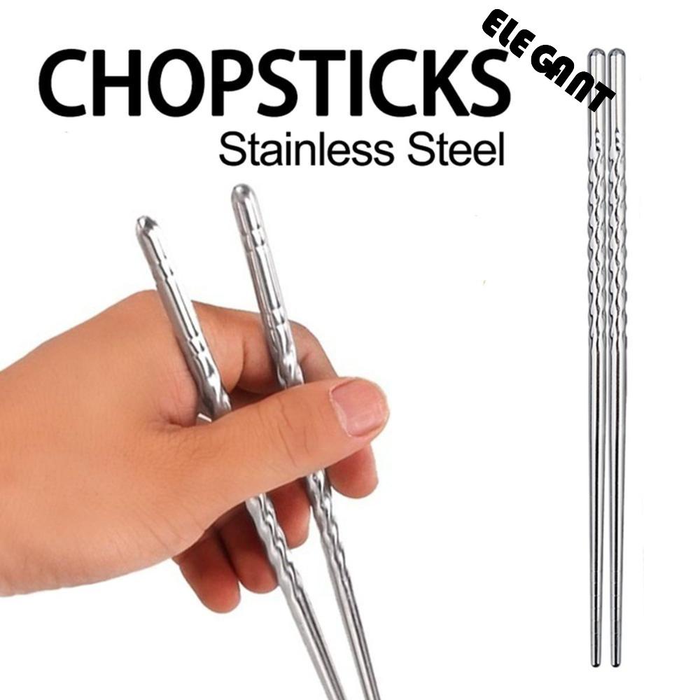 [Elegan] Sumpit Dapat Digunakan Kembali Stainless Steel Anti Slip Perlengkapan Dapur Jepang