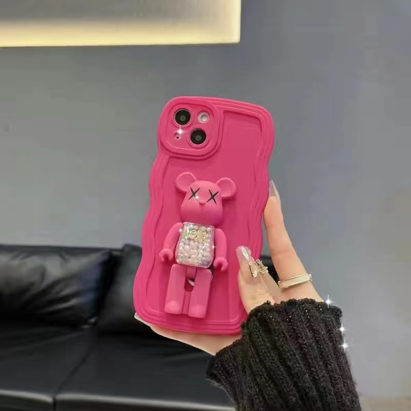 XX Bear Holder Wave Soft Case HP VIVO Y02 Y22 Y22S V25E V25 V20 Y35 FTD Casing Xiaomi Poco X3 NFC Pro M3 Redmi 9T A1 A2 9C 10A 10C Note 8 10 10S 11 11S 9 Pro 9S 4G 5G