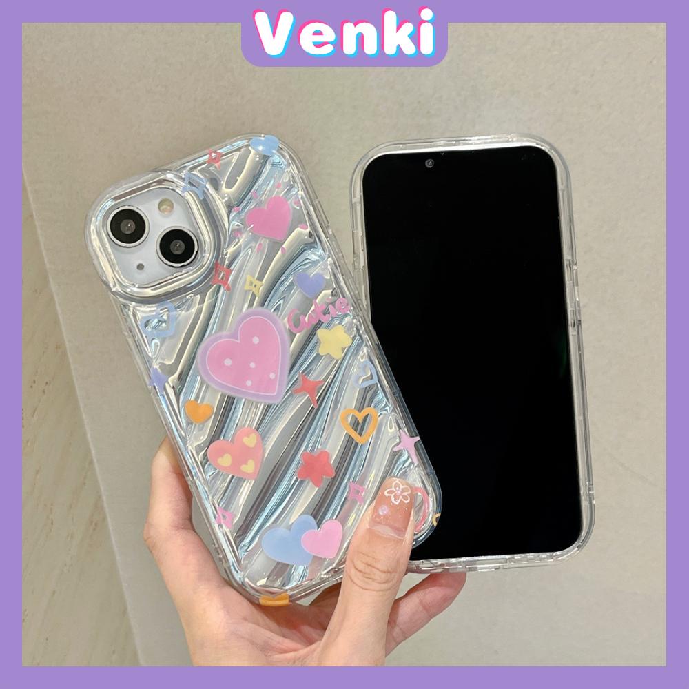 Venki - Untuk Iphone11 iPhone Case Laser Reflektif Bening Casing Ponsel TPU Lembut Shockproof Airbag Phone Case Hati Lucu Kompatibel Dengan Iphone14 13 Pro Max 12 Pro Max XR XS 7 8Plus