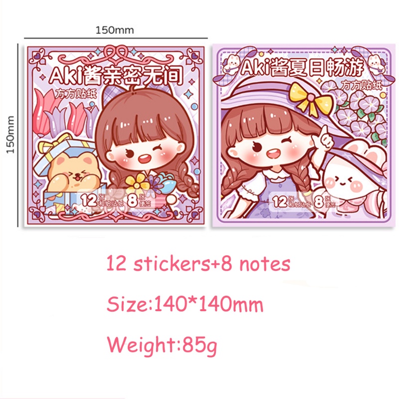 Korea Cute Sticker Note Set Stiker Hias 20lembar Kartun Gadis Series Alat Tulis Akun Tangan Stiker Scrapbook