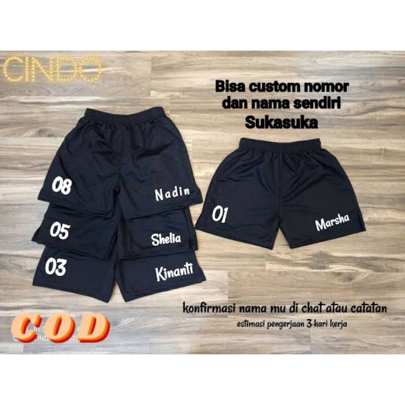 celana voli custum nama nomor/request nama/custum nama celana voli cewek cowok bahan loto premium