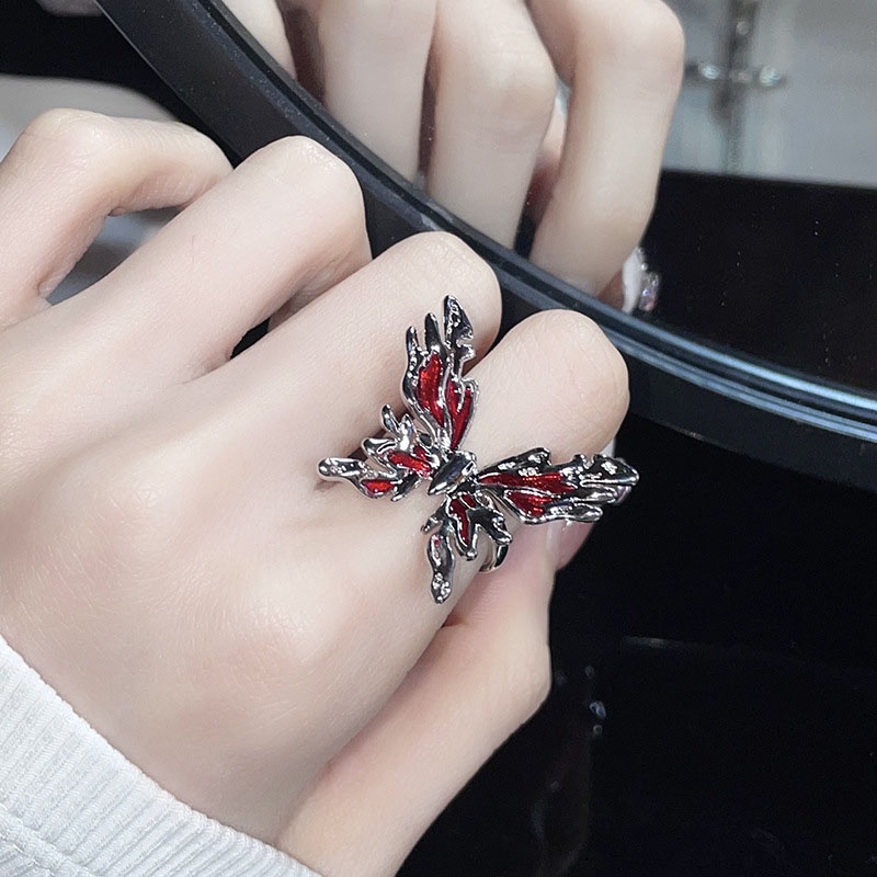 Cincin Bukaan Geometris Kupu-Kupu Bahan Alloy Fashion Untuk Wanita