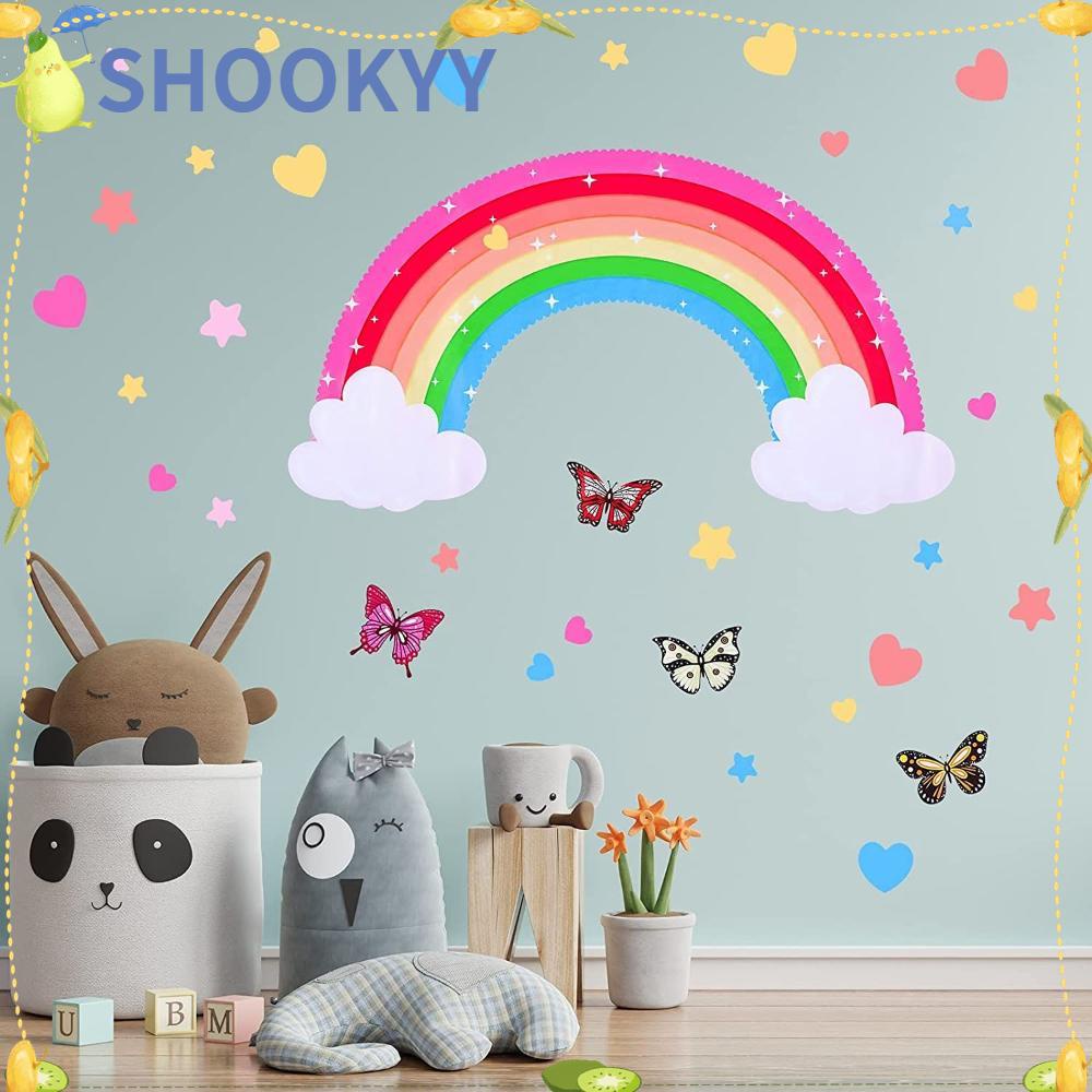 Chookyy Rainbow Wall Decals Tahan Air Kamar Anak Perempuan Kamar Tidur Vinyl Stiker Dinding