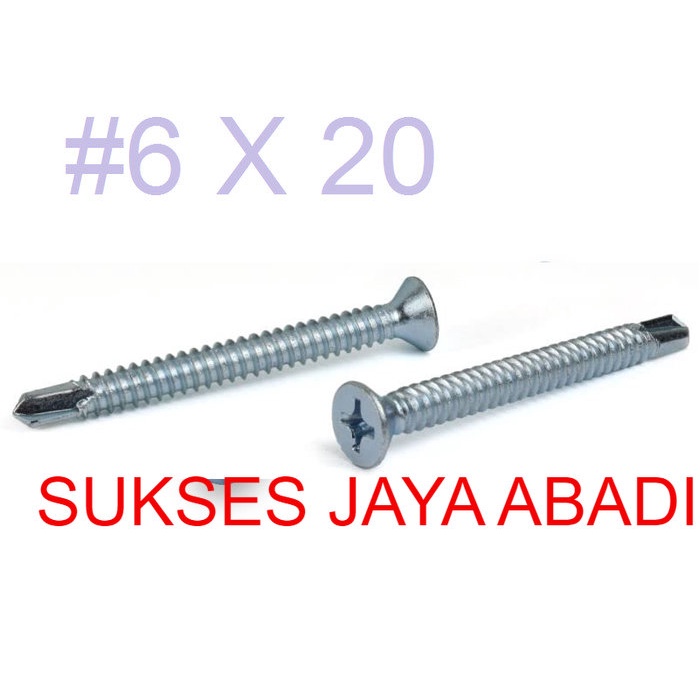 Skrup SDS FH “LION" 6 X 20 / SEKRUP / SELF DRILLING SCREW / FLAT HEAD / FLAT HAT / PLAT / TAJAM / LA