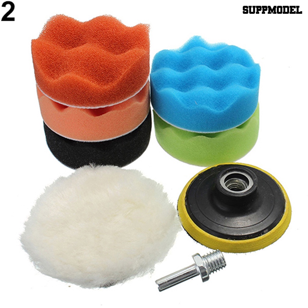 [SM]7 Pcs 3/5/6 /7 Inch Polishing Waxing Buffing Pad Spons Kit Set Untuk Polisher Mobil