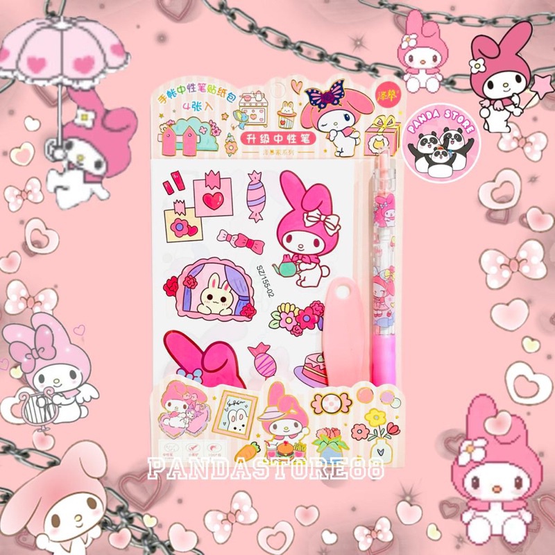 Stiker Set Melody Sanrio Spatula dan Pulpen Premium Quality