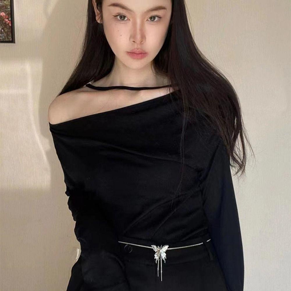 Needway Berlian Imitasi Choker Punk Cair Metal Silver Liontin Tidak Teratur Vintage Rantai Tubuh Adjustable Untuk Wanita