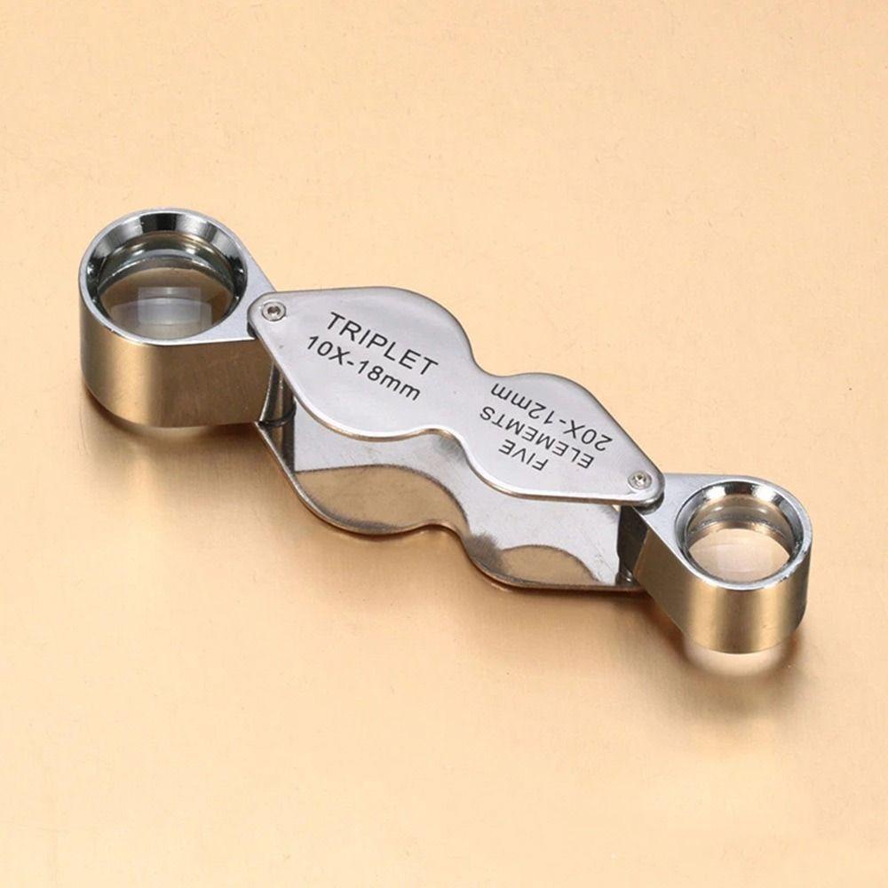 Kaca Pembesar TOP Magnifier, Kaca Pembesar 10/20x, Lipat Kembar Portabel Dua Lensa Kaca Optik Jeweler Kaca Mata Untuk Identifikasi Kerajinan Tangan