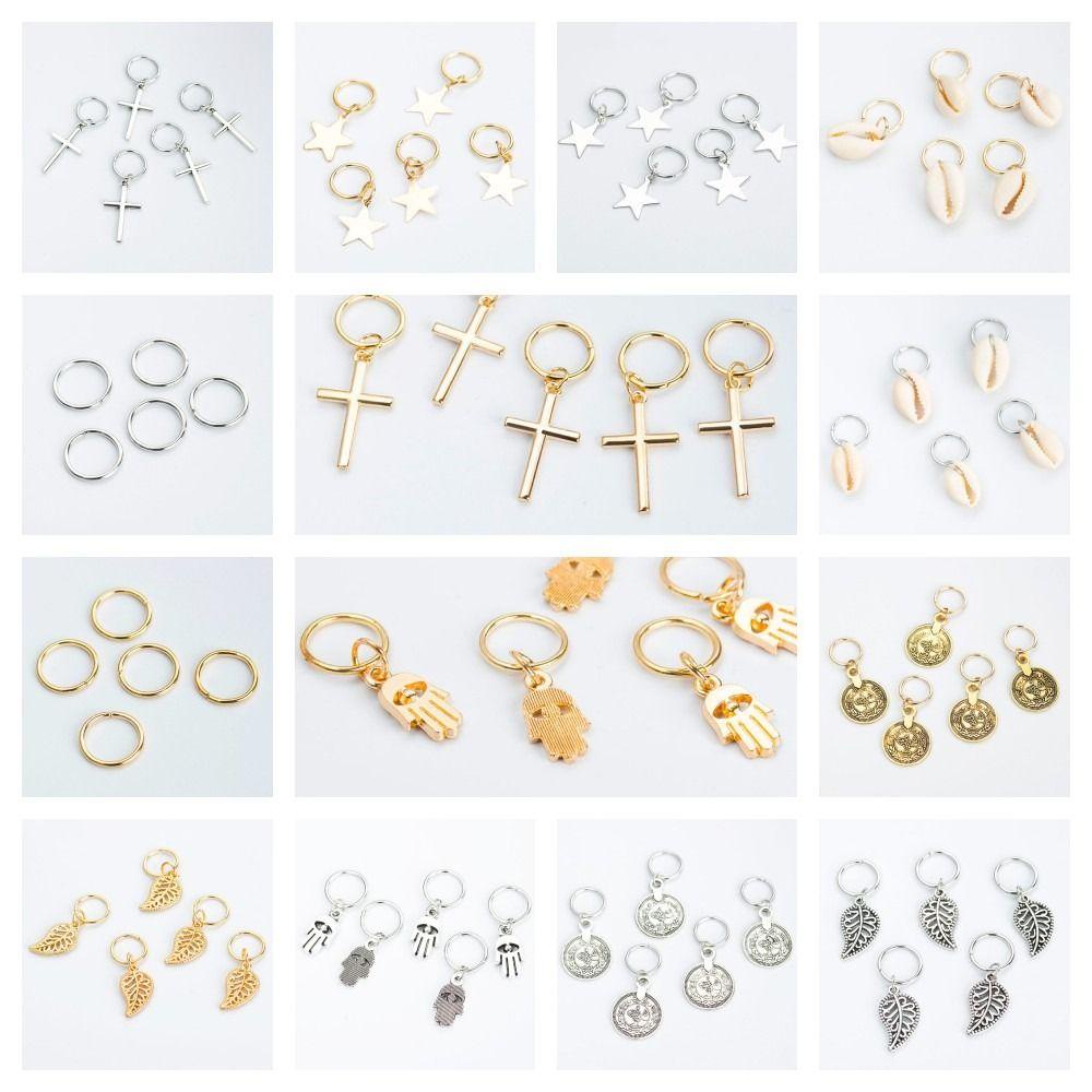 Mxbeauty 5pcs /set Cincin Rambut Hiasan Perhiasan Silver Bintang Gimbal Aksesoris Alat Alloy Manset Rambut Untuk Wanita