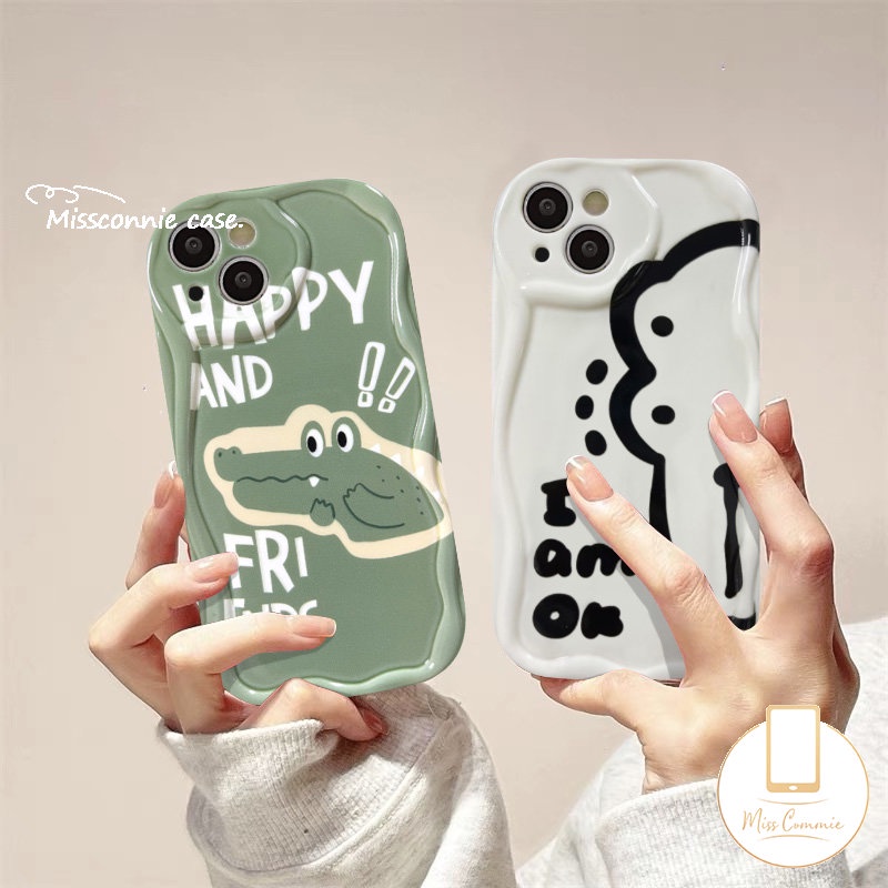 Case Pasangan Tepi Melengkung Bergelombang 3D Untuk Realme C35 C55 C21Y C53 C15 C11 C25Y 5i 9i 7i 5 6i 5s C12 C3 C3 C21 C17 C20 C31 C25s C25 C30 C20A C3 Kartun Lucu Crocodile Dinosaurus Soft Cover