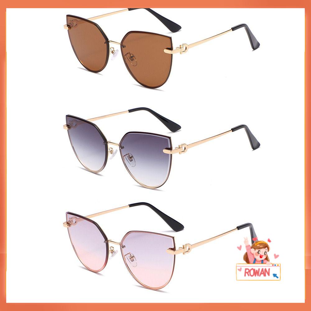 R-flower Cat Eye Sunglasses Trendy Frame Metal Kacamata Matahari Hitam Fashion Untuk Unisex