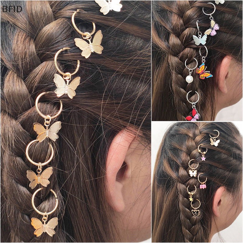 [BFID] 6pcs Jepit Rambut Liontin Bintang Kupu-Kupu Untuk Wanita Trendy Cincin Logam Hiasan Kepala [ID]