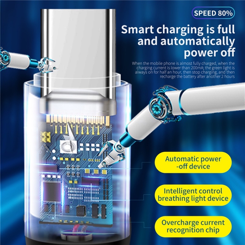 Kabel Mikro Tipe-C Dengan Indikator Power Off Cerdas Yang Dikepang Dengan Fitur Transmisi Data Pengisian Cepat Kekuatan Tinggi 1M 2M