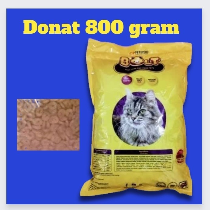 BOLT 800g TERMURAH SE MEDAN MAKANAN KUCING BOLT CAT FOOD TERLARIS MURAH BOLT REPACK 800 GRAM donut tuna ungu ikan pink kuning salmon