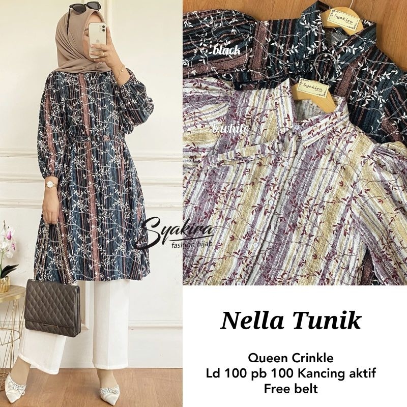 NELLA TUNIK ORI SYAKIRA | Ld100 Queen Crinkle