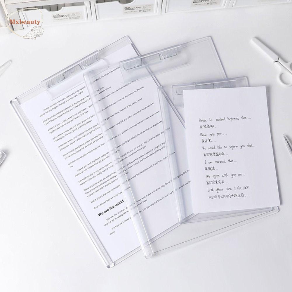 Mxbeauty Papan Klip Tulisan Portable Korean Menu Folder Transparan File Folder Dengan Skala Graduated Paper Organizer Untuk Stationary
