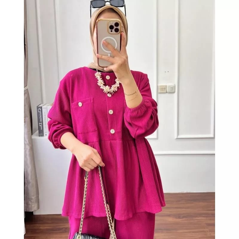 Kasilda Set Kint Hanover Setcel Atasan dan Celana Kulot 002 setelan atasan kulot wanita remaja terbaru kekinian ootd hits korean style