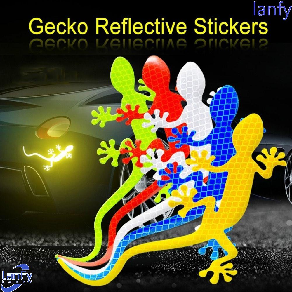 Lanfy Stiker Reflektif Mobil Tahan Air 1pc Strip Tokek Aksesoris Eksterior Otomatis Malam Mengemudi Peringatan Produk Mobil Tanda Peringatan Keselamatan