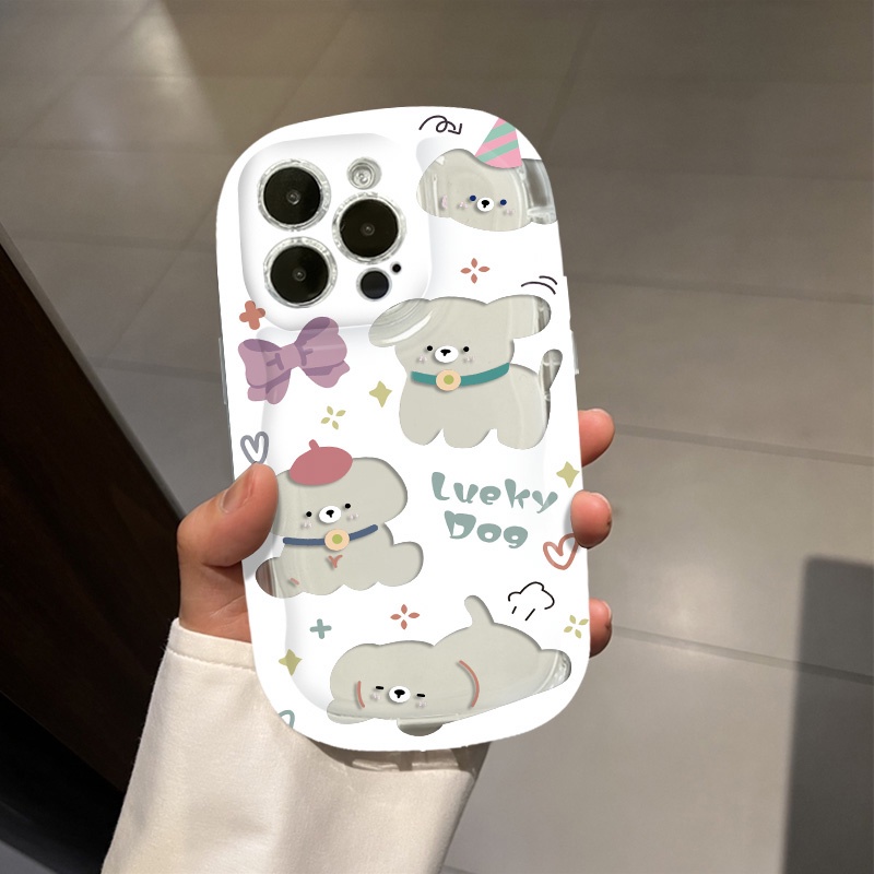 IPHONE Casing Ponsel Transparan Anjing Lucu Kompatibel Untuk Iphone14 13 12 11 Pro Max XS X Xr8 +7Plus Casing Silikon Lembut Shockproof Cover Cell Precticer