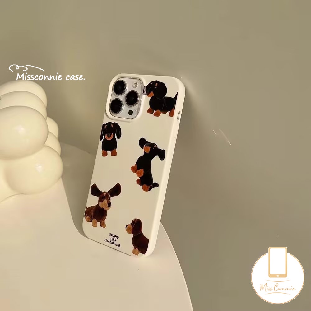 IPHONE Splash Ink Graffiti Fun Dachshund Dog Phone Case Kompatibel Untuk Iphone7 8 Plus11 14 13 12 Pro Max 7Plus XR X XS Max SE 2020anjing Keren Glossy Halus Shockproof Soft Cover