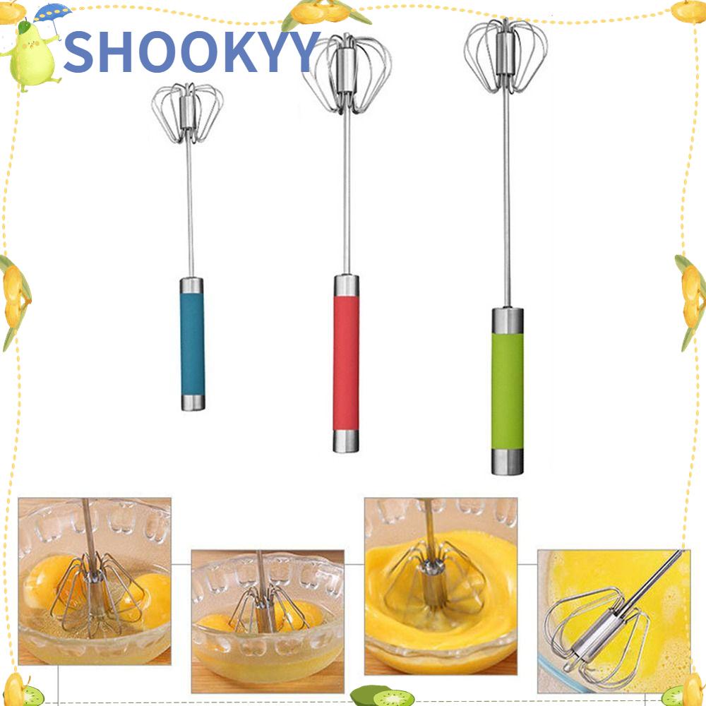 Chookyy Kocokan Telur Stainless Steel Mudah Digunakan Self Turning Egg Stirrer Stainless Steel Tahan Lama Pengocok Telur Semi Otomatis