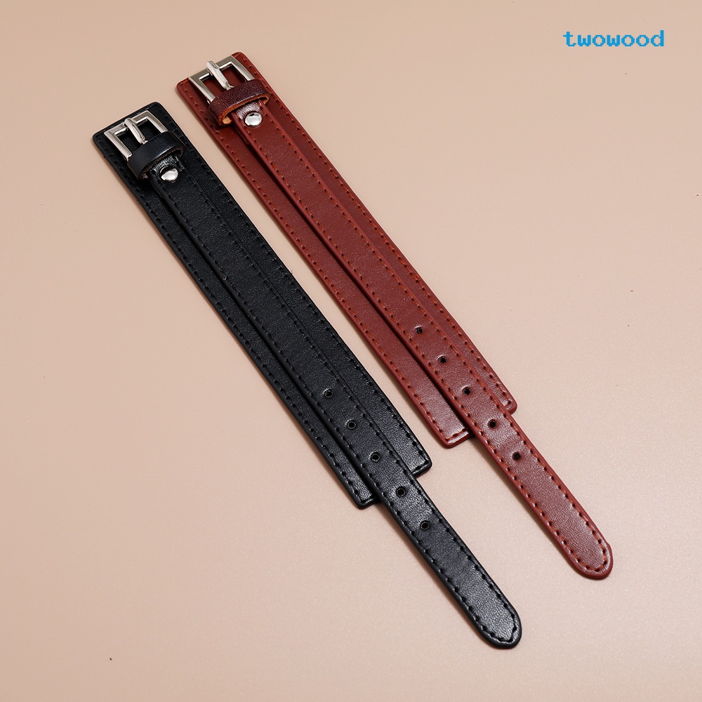 Twowood Gelang Sederhana Aksesoris Pria Eropa Dan Amerika Baru punk Imitasi Kulit Sapi Gelang bracelet