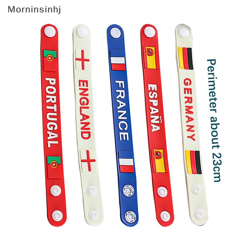 Mornin Souvenir Sepak Bola Piala Dunia Bendera Gelang Olahraga Elastis Silicone Wristband Bracelet id