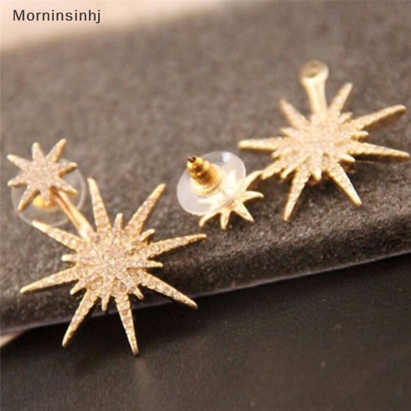 Mornin Wanita Kristal Berlian Imitasi Snowflake Star Drop Menjuntai Ear Stud Earrings Perhiasan id