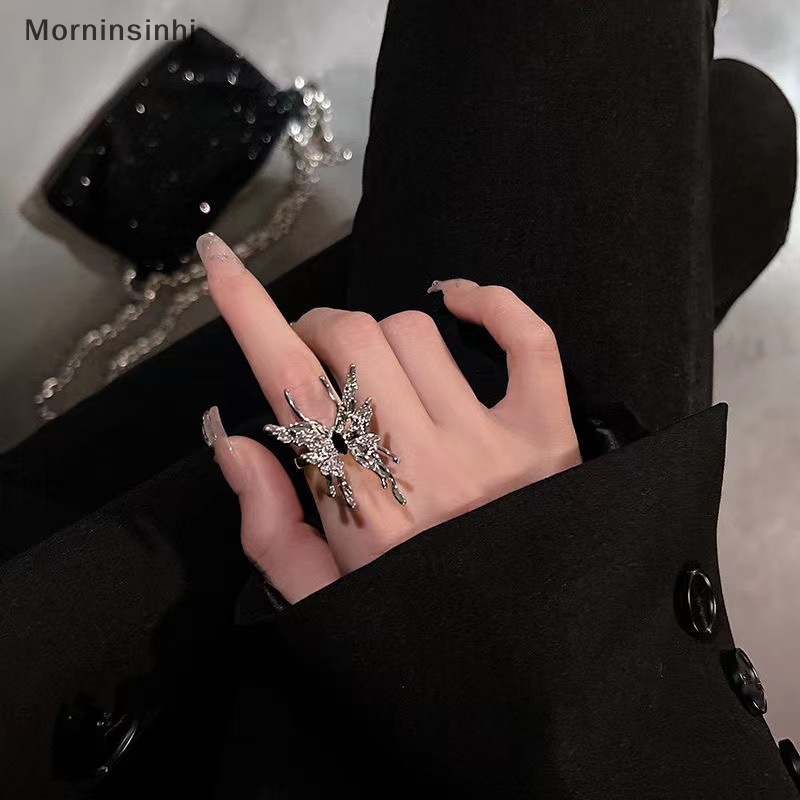 Mornin Punk Tidak Teratur Kupu-Kupu Cincin Gothic Kreatif Vintage Fashion Manis Kupu-Kupu Terbuka Cincin Hip Hop Cincin Perhiasan Untuk Wanita Gadis id