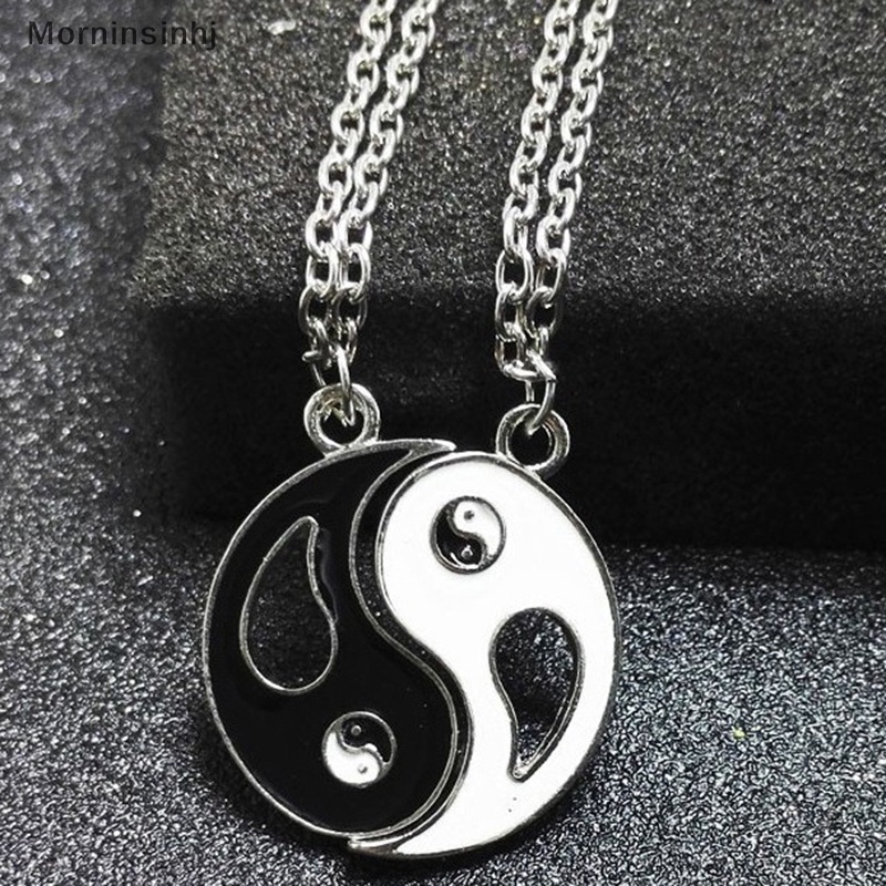 Mornin 2 Pcs Tai Chi Kalung Alloy Yin Yang Liontin Kalung Kreatif Fashion Leher Rantai Ulang Tahun Perhiasan Untuk Pasangan Sahabat Hadiah id