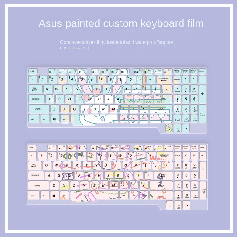 Lucu Kartun Dicat Bunga Keyboard Laptop Penutup Film Pelindung Debu Untuk Asus TUF FX505 FX504 FX63 FX80 FZ63VD GL704 GL503 Gamming