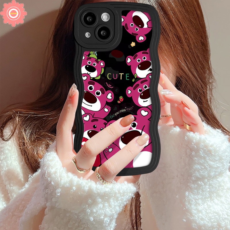 Kartun Lucu Sesame Street Case Kompatibel Untuk IPhone 7Plus 11 13 14 12 Pro Max XR X 7 6s 8 6 14 Plus XS Max SE 2020 Lovely Strawberry Bear Manyo Lembut Bergelombang Tepi Casing Ponsel Cover