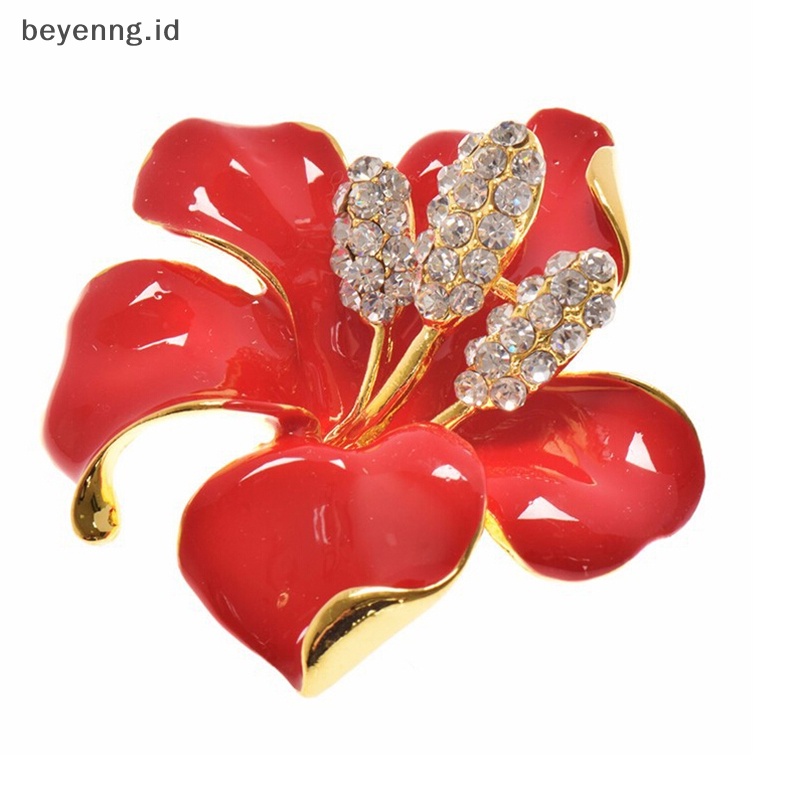 Beyen Wanita Fashion Pesona Enamel Bros Berlian Imitasi Kristal Lily Bunga Bros Pin ID