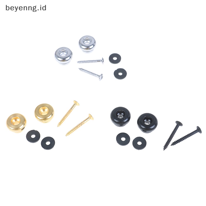 Beyen 2PCS /Pasang Kunci Tali Gitar chrome belt lock button buckle Aksesoris Gitar ID