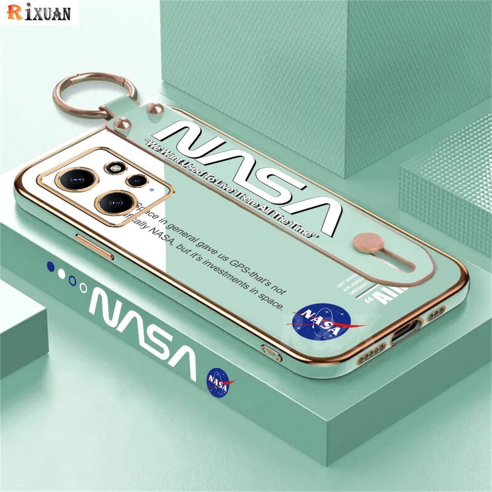 Casing NASA Redmi Note12 Pro 5G Note 11 Pro Note11S Note 10S Redmi A2 A1 10C 10A 9T 9A 9C Note10 Tempat Gelang Motif Simple Mewah Plating Silicone Shockproof Case RIXUAN