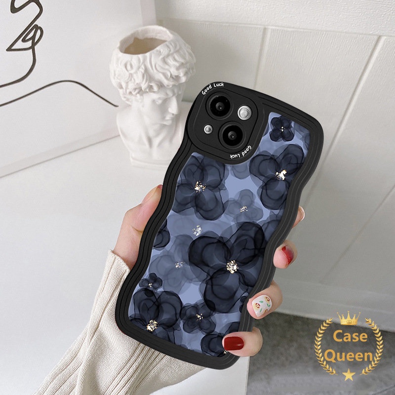 Casing Bunga Segar Untuk Redmi A1 9C 12C 9C Nfc10 9 10C 9T 10A 9A Redmi Note8 11 10S 11s 10 9 Art Fashion Cat Minyak Warna Hitam Ungu Floral Wavy Edge Soft Tpu Cover