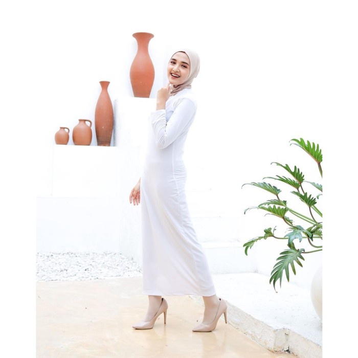New Sale (JUMBO) DALEMAN MANSET BAJU GAMIS LENGAN PANJANG PREMIUM KAOS RAYON - Putih