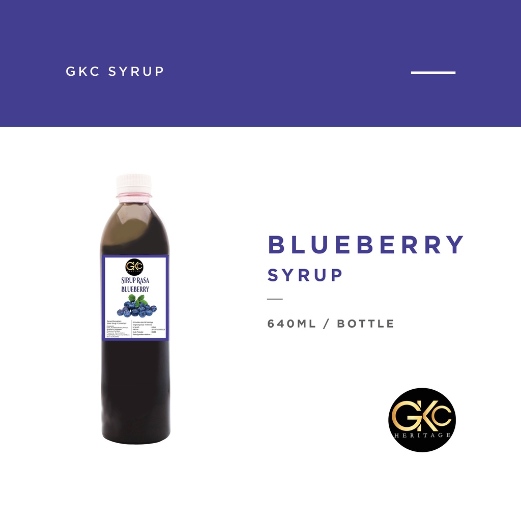 

GKC Heritage Sirup Cair Konsentrat Minuman Blueberry - HALAL - 640 mL - Blue Berry Syrup