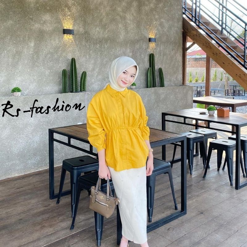 ZASKIYA- Kemeja Blouse Wanita Aliya / Kemeja Wanita Kerut Depan Aliya Shirt