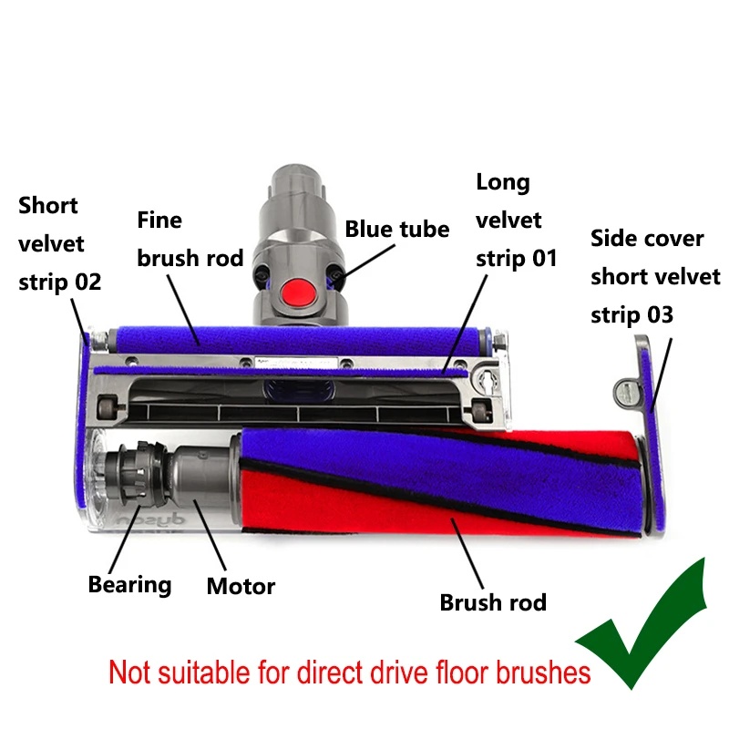 Untuk Dyson V10 V11 vacuum cleaner Kepala Sikat Lembut 30w motor Suku Cadang Pengganti