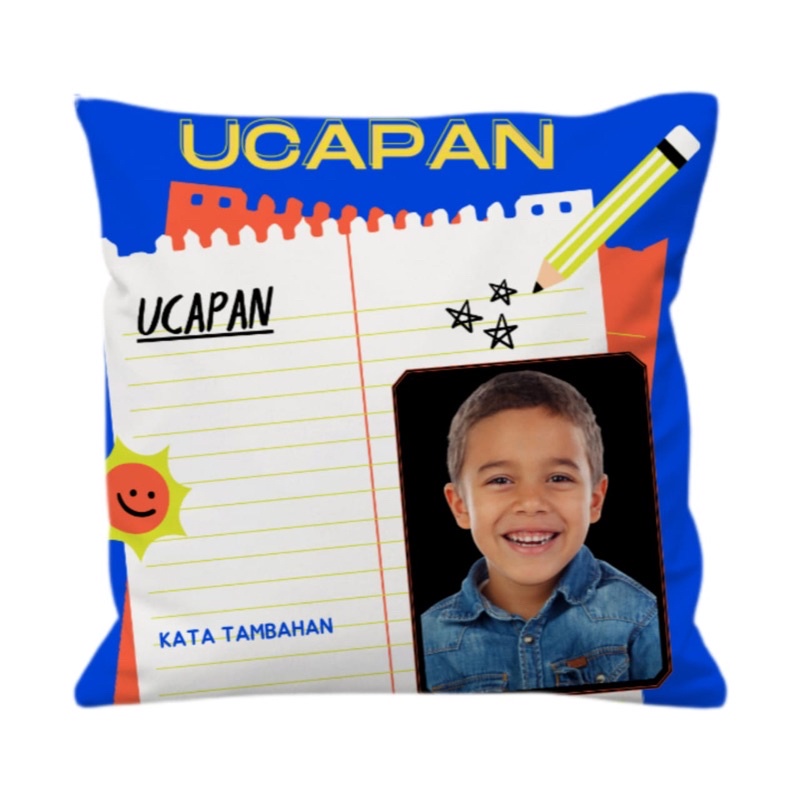 Bantal Custom dengan Gambar tema Birthday/Lebaran/Natal/Hari Guru/Kelulusan/Perpisahan/Kenang-Kenangan